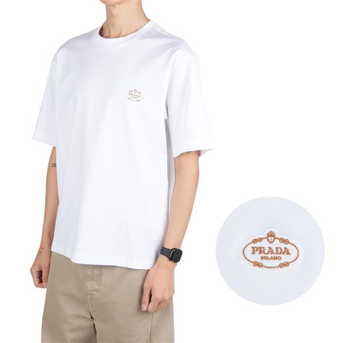 Prada Logo Patch Short Sleeve T-Shirt UJN837 240 F0009 SWM2 
