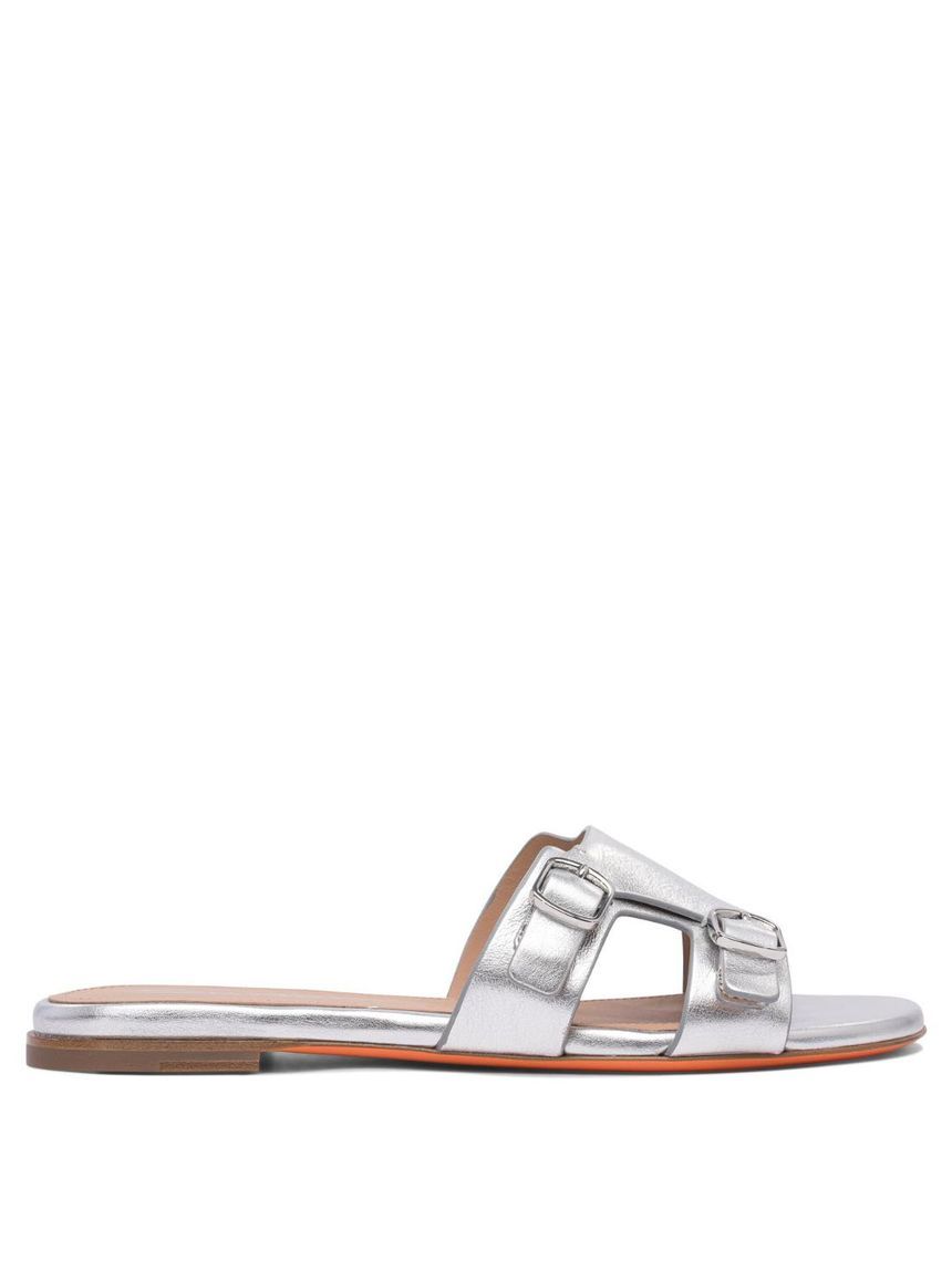 【関税&送料込】Santoni Dahlia Slide Sandals In Smooth Leath gallito-stripe-sky-beach-beek-