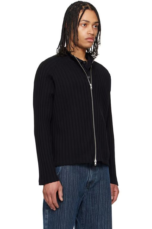 [MFPEN]Black Leisure Zip Up Sweater 251505M202000