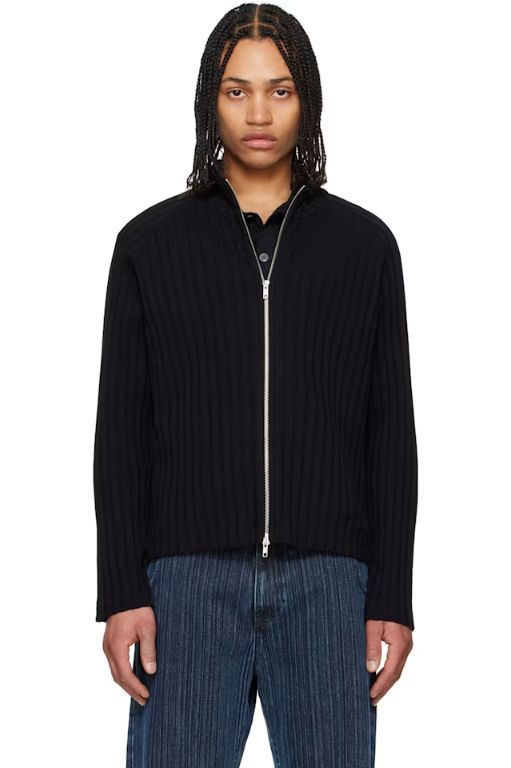 [MFPEN]Black Leisure Zip Up Sweater 251505M202000