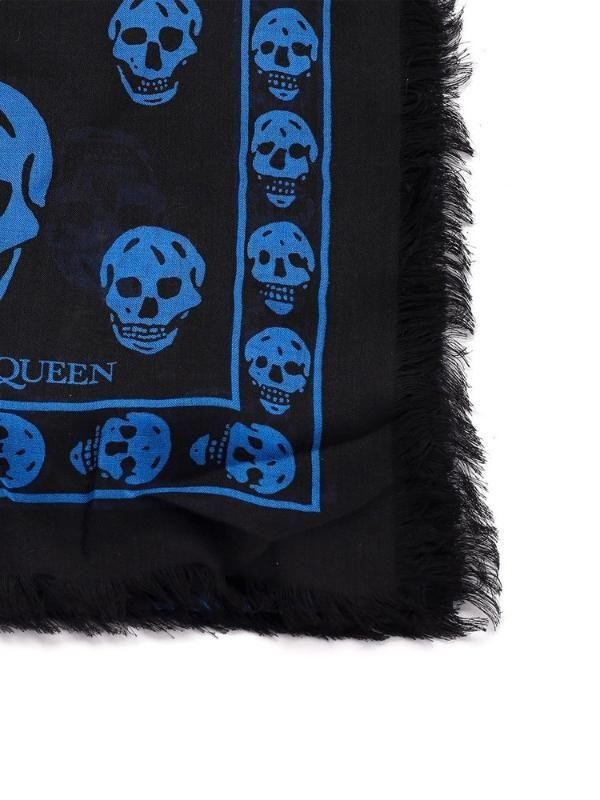 남성 Alexander McQueen 스컬 프린트 프레이드 에지 스카프 1093