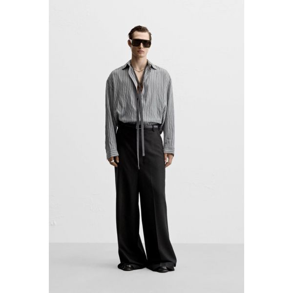 맨즈 ZARA 자라 스트라이프 비스코스 블렌드 셔츠 9857219
