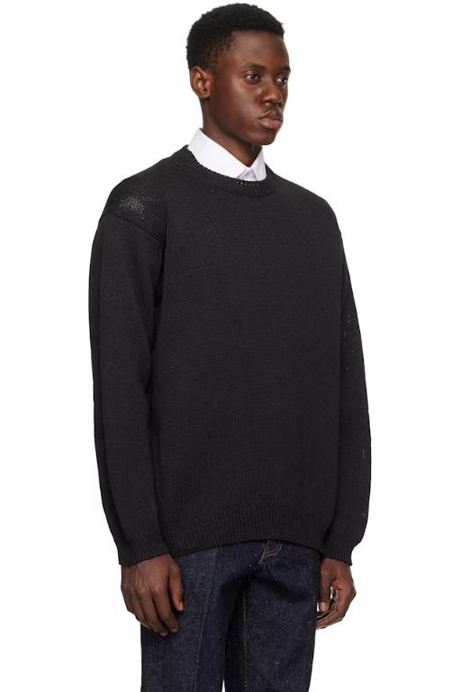[KAPTAIN SUNSHINE]Black Cotton Washi Hand Frame Sweater 251194M201000