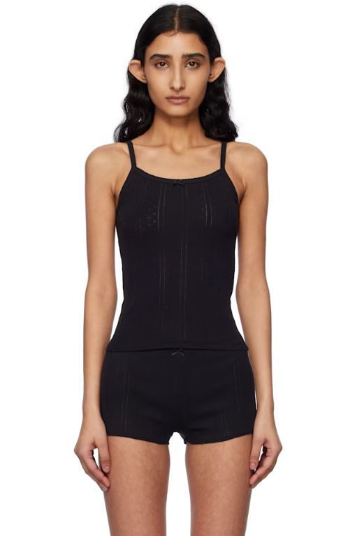 [Cou Cou]Black The Picot Regular Tank Top 251492F111005