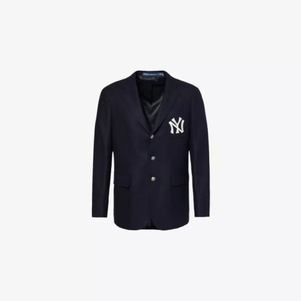 폴로 랄프로렌 랄프 로렌 x MLB 컬렉션 브랜드 아플리케 싱글 브레스트 울 블레이저 2578487