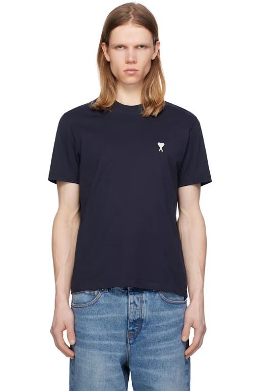 [아미]Navy Cotton Ami de Coeur T shirt 251482M213008