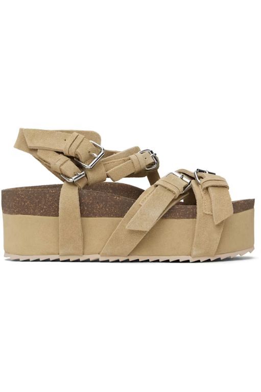 [R13]Khaki Platform Sandals 251021F124001