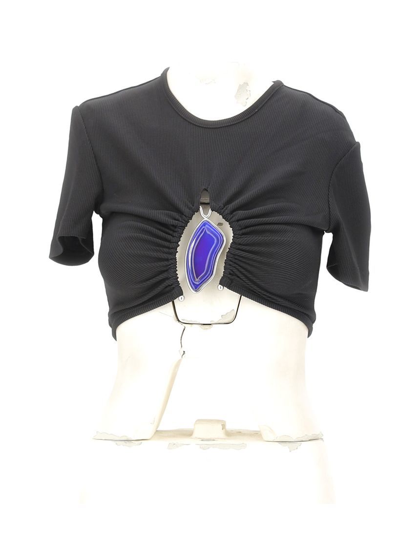 24FW 크리스토퍼에스버 MOODSTONE RUCHED CROP TEE 021177000BLACK