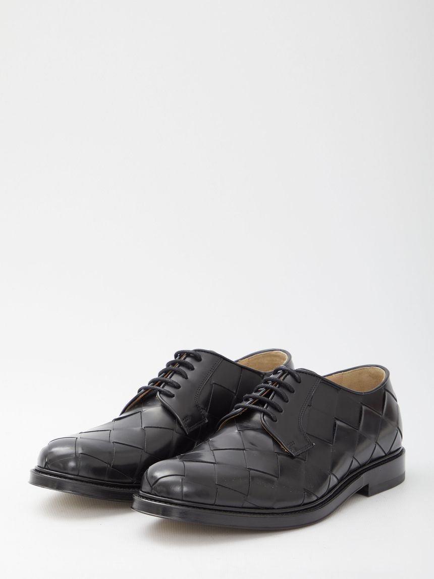23FW 보테가베네타 Derby 타이 보테가베네타 in pelle spazzolata intrecciata 763737V2WX01000