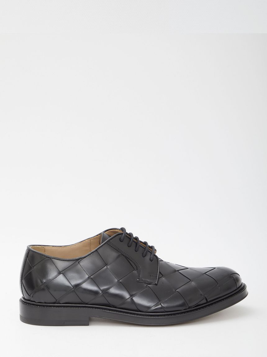 23FW 보테가베네타 Derby 타이 보테가베네타 in pelle spazzolata intrecciata 763737V2WX01000