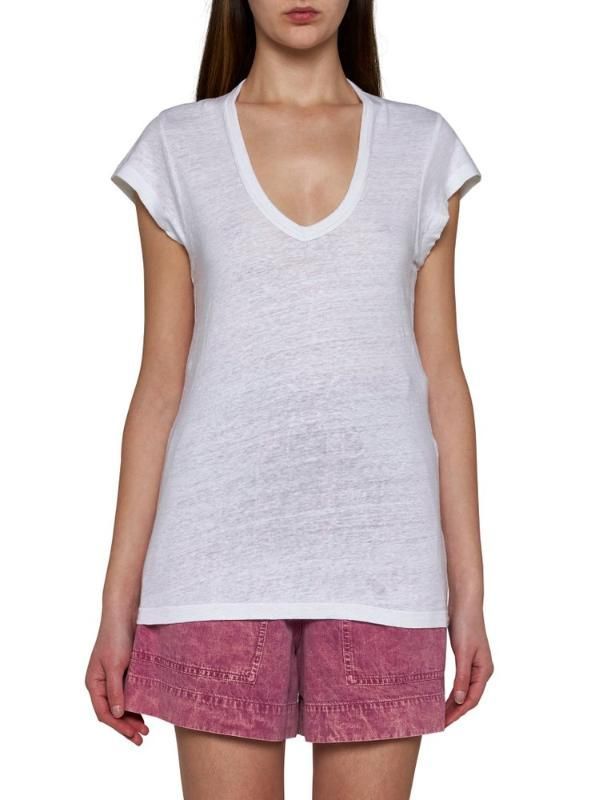 여성 Isabel Marant Etoile Zankou 브이넥 티셔츠 20WH