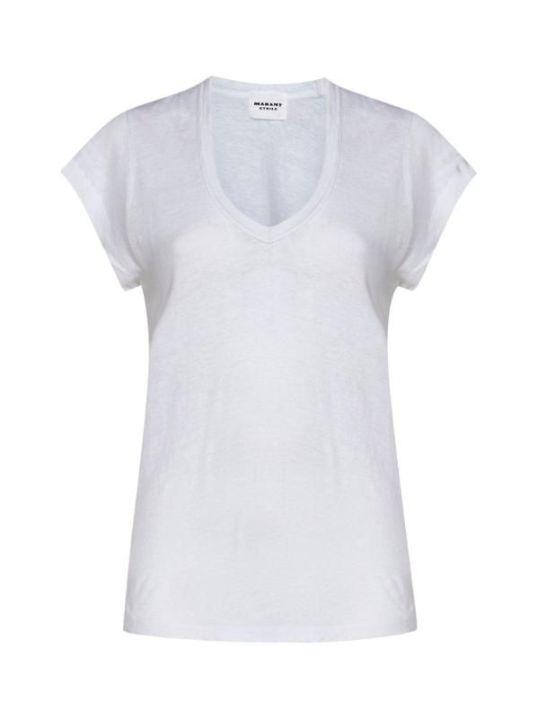 여성 Isabel Marant Etoile Zankou 브이넥 티셔츠 20WH