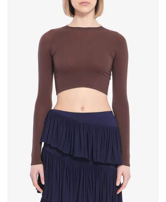 알라이아 Second skin effect crop top AA9H1205M826A719 Brown  []
