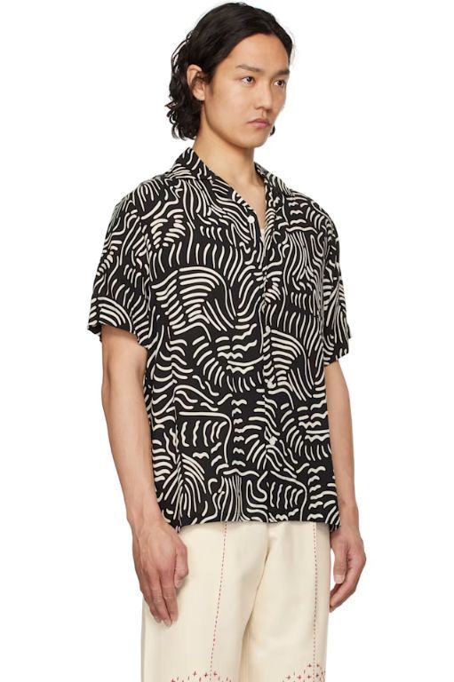 [OAS]Black   Off White Lorenzo Viscose Shirt 251037M192010