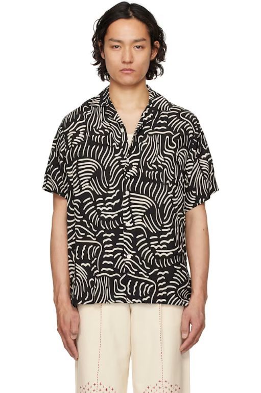 [OAS]Black   Off White Lorenzo Viscose Shirt 251037M192010