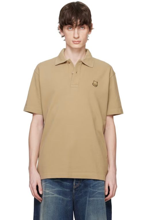 [메종 키츠네]Khaki Bold Fox Head Patch Comfort Polo 251389M212030