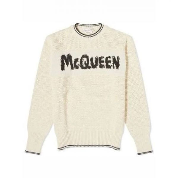 ALEXANDER MCQUEEN 알렉산더맥퀸 그래피티 로고 니트 베이지 752045Q1GBW9211