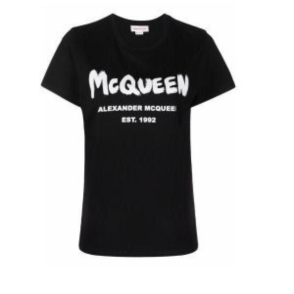 ALEXANDER MCQUEEN 알렉산더맥퀸 그래피티 로고 반소매 티셔츠 블랙 608614QZAD30520