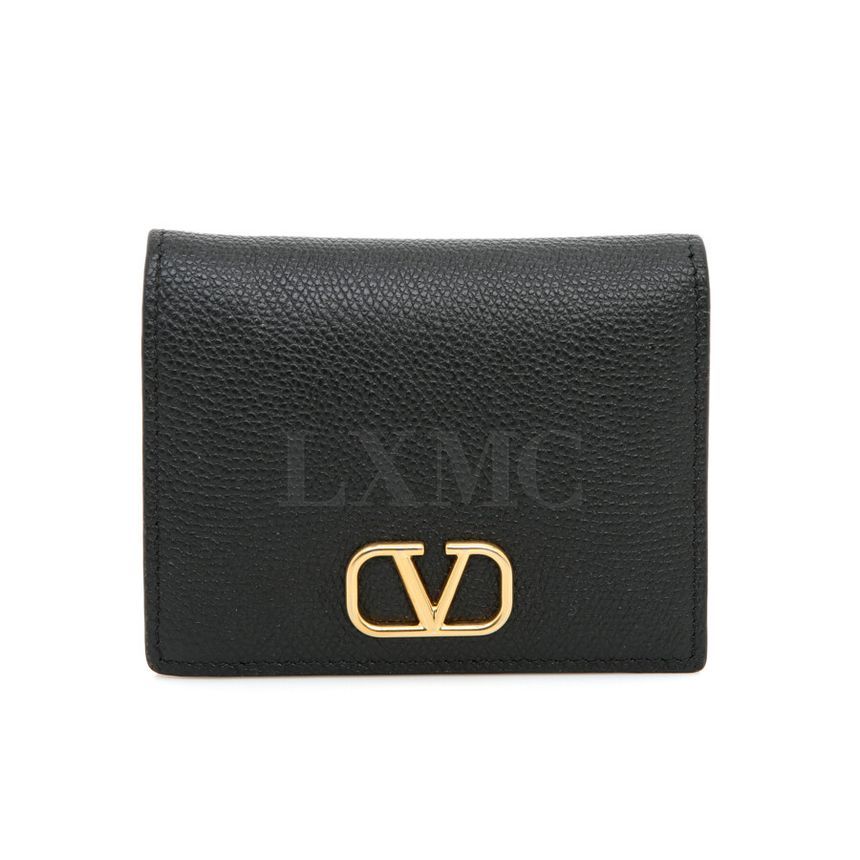 【Valentino Garavani】V-logo Compact wallet 4W2P0R39 SNP 74Z Valentino V Logo Signature Compact Wallet Black 3W2P0R39