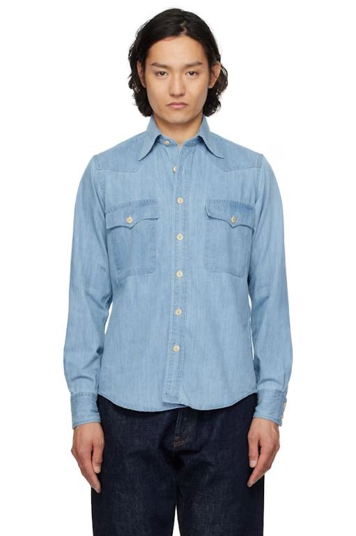 [드레익스]Indigo Two Pocket Western Denim Shirt 251488M192008