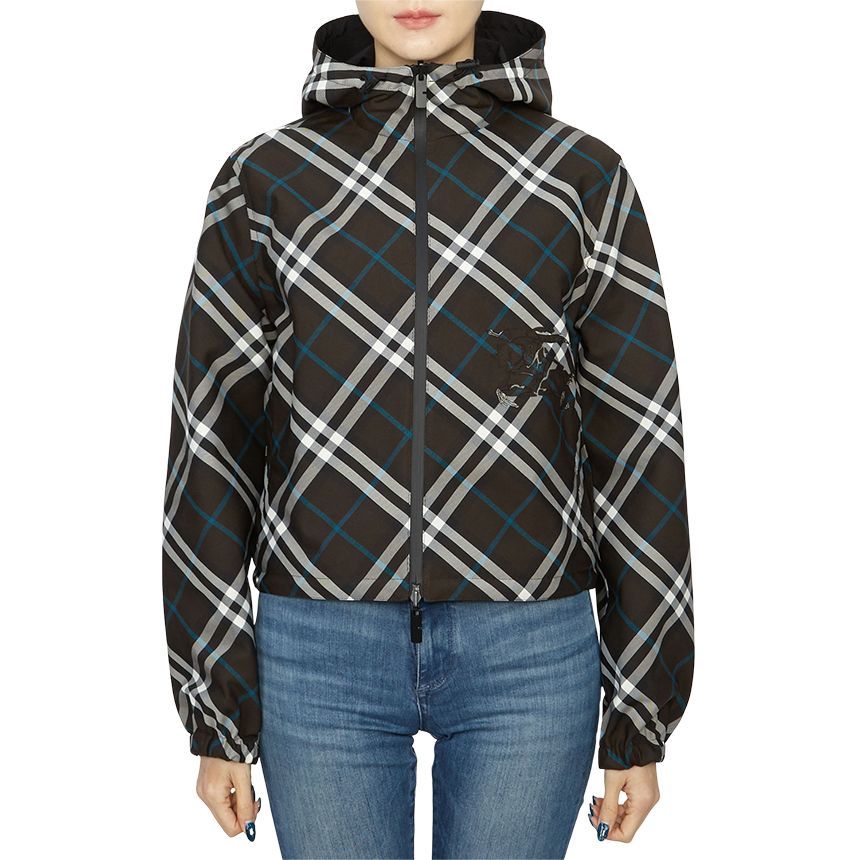 Burberry Checked Women's Reversible Hooded Windbreaker