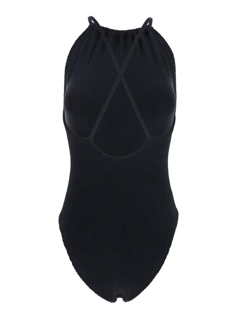 HUNZA G 'Portia' Black Swimsuit with Criss-Crossed Straps on the Rear in Tech Fabric Woman SPORTIACRBLACK
