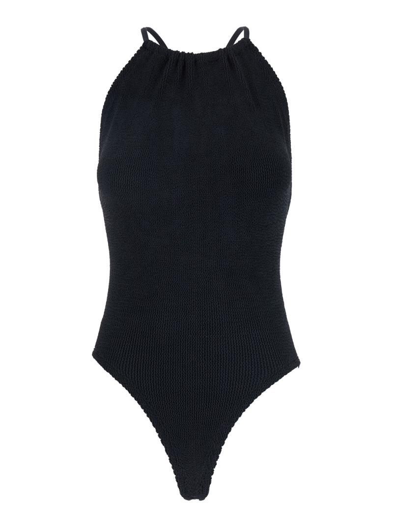 HUNZA G 'Portia' Black Swimsuit with Criss-Crossed Straps on the Rear in Tech Fabric Woman SPORTIACRBLACK