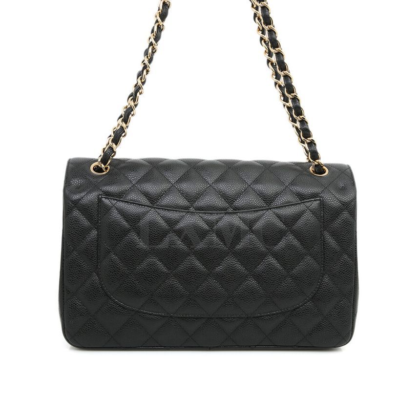 CHANEL Classic Large Flap Bag Jumbo Black Gold Chain