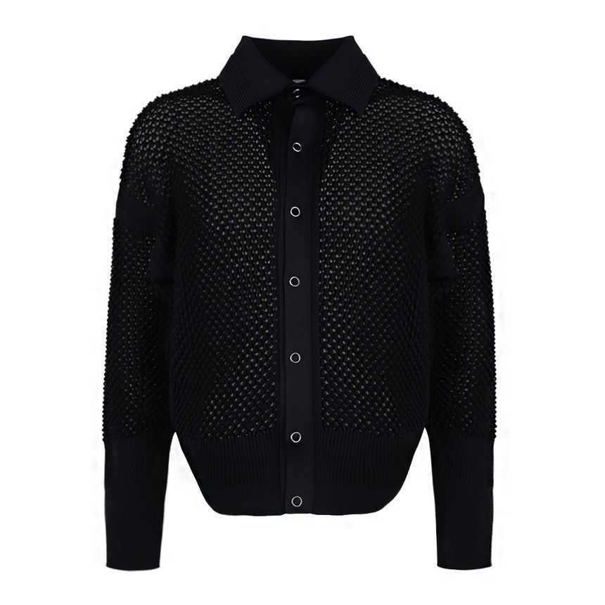 [25SS CFCL] 씨에프씨엘 남성 라티스 스탠드 카라 블루종 CF009KC050 BLACK