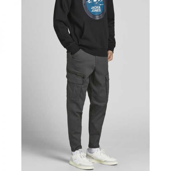 Jack & Jones 잭앤존스 JJIACE JJDEX 테이퍼드 - 카고 바지 아스팔트 솔리드