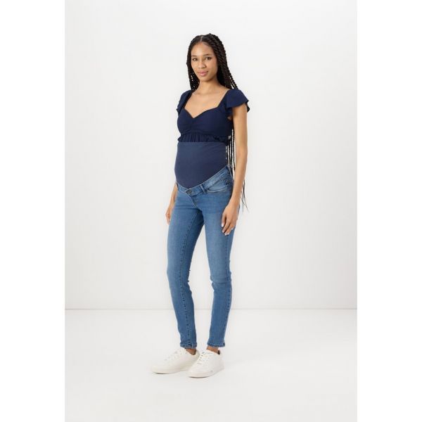 Vero Moda Maternity 베로 모다 머터니티 VMM TANYA PIPING NOOS - 여유로운 핏 청바지 미디엄 블루 데님