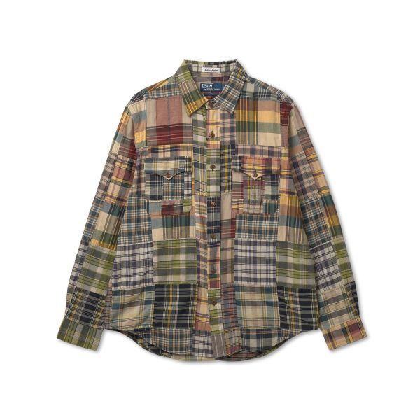 POLO RALPH LAUREN [10 ]클래식핏 패치워크 마드라스 워크셔츠-인디고 브라운