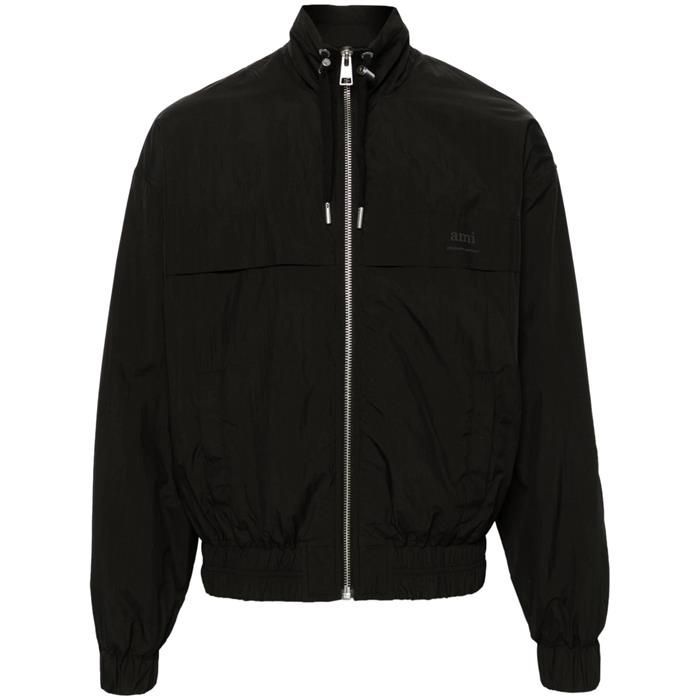 AMI Men's Logo Zip-Up Windbreaker Black HJK051 PA0009 001
