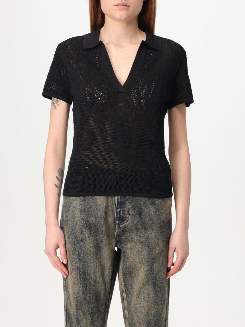 Tシャツ・カットソー DAILY PAPER Woman Polo Shirt Black 2511107 BLACK DAILY PAPER | DAILY PAPER Womans Polo Shirt Daily Paper