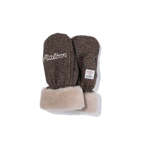 MALBON GOLF 해리스 트위드 미튼 장갑 BROWN