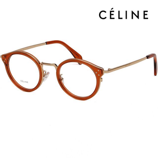 メガネ Celine Glasses Frame CL50001U 042 Gold Round Orange Celine CL50001U 042 Gold Frame Soltex Luxury Round