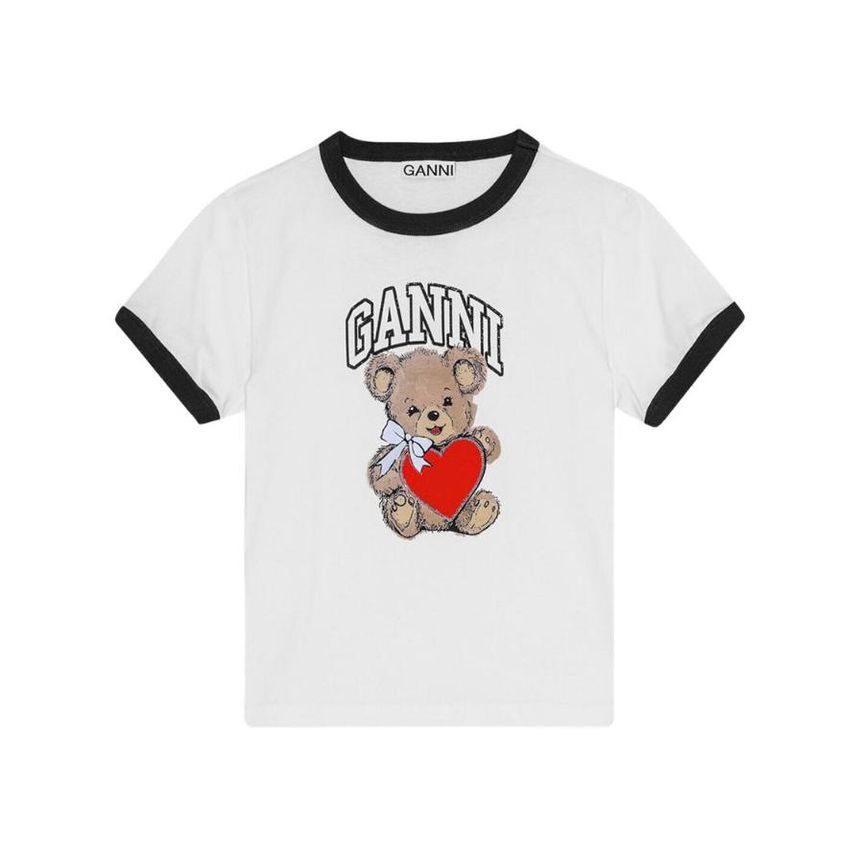GANNI｜ (FOTF MESH OVERSIZED T-SHIRT (T3968 099)) FOTF Mesh oversized tee Black T3968 / Ganni / Anthon.dk