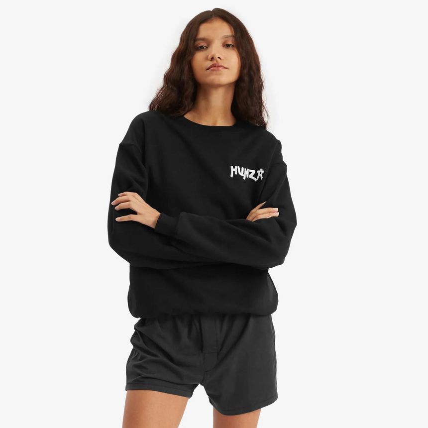 훈자지 Hunza G 80s Logo Embroidered Sweater Presented by END HUN-80SSWEAT-BLK
