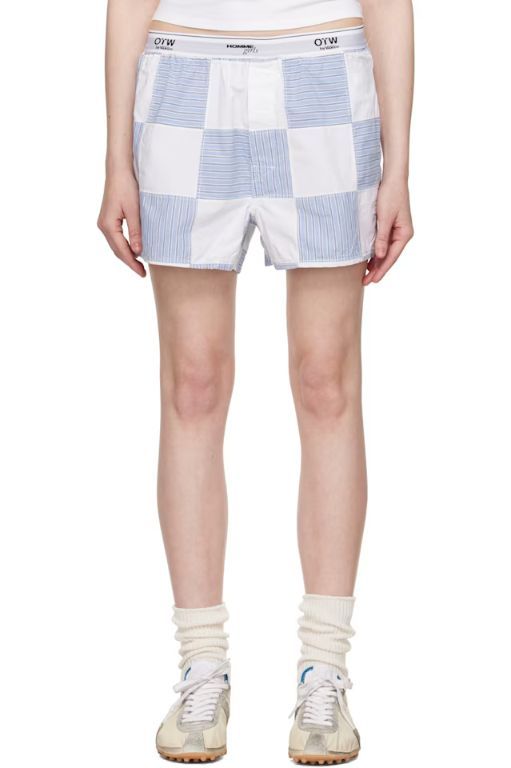 [HOMMEGIRLS]Blue OTW by Vans Edition Patchwork Boxer Shorts 251783F088008