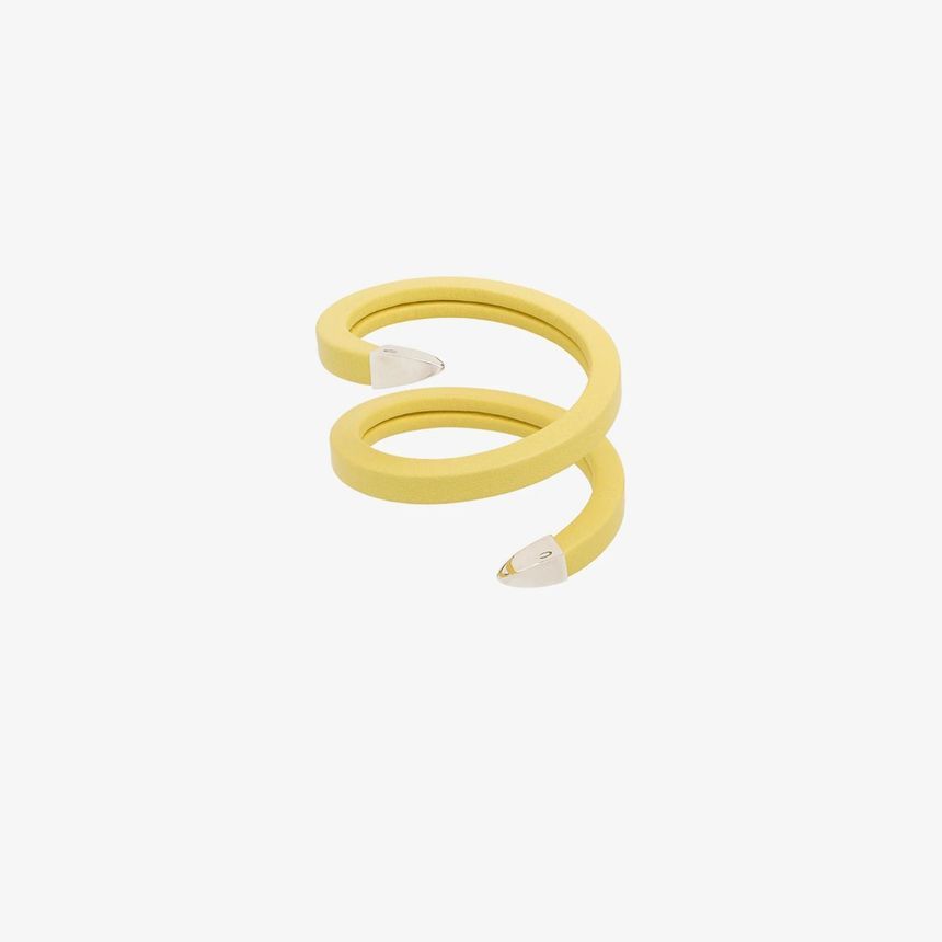 보테가 베네타 yellow and sterling silver wrapped leather cuff bracelet 608701V507C TP719823179