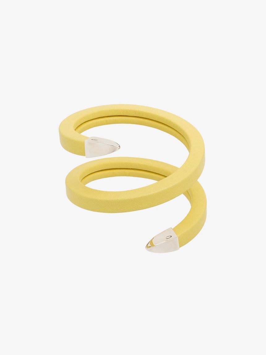 보테가 베네타 yellow and sterling silver wrapped leather cuff bracelet 608701V507C TP719823179