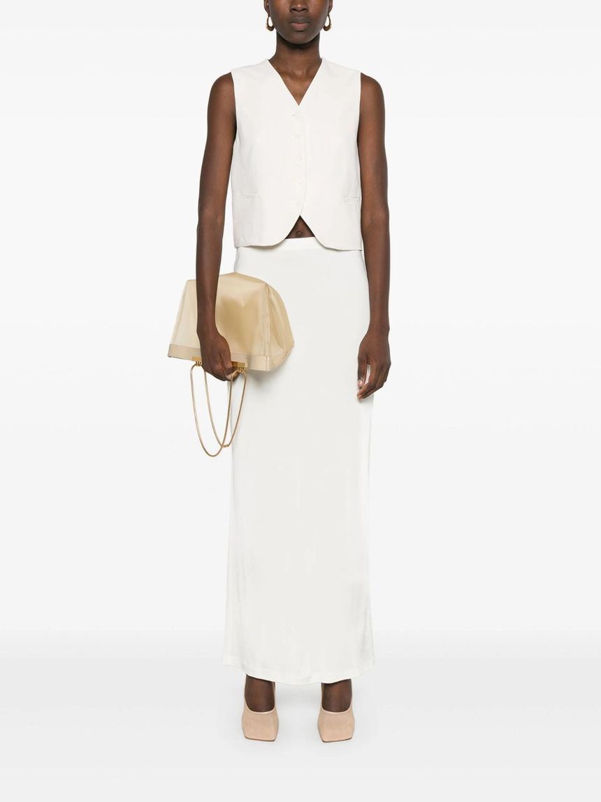 THE FRANKIE SHOP White Twill V neck Waistcoat TVECHE000 TP719847894