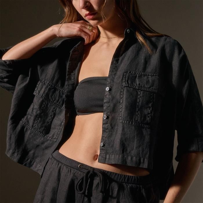 제임스펄스 카고 포켓 크롭 셔츠 BLACK