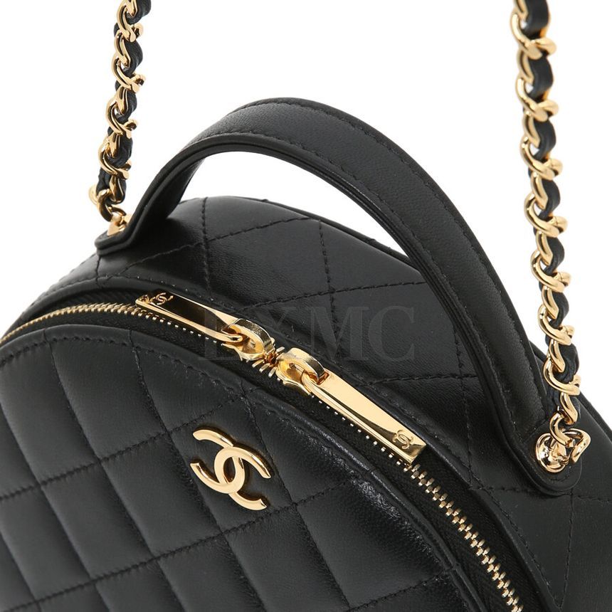 CHANEL Half Moon Mini Vanity Bag Black Chain Cross AP3087