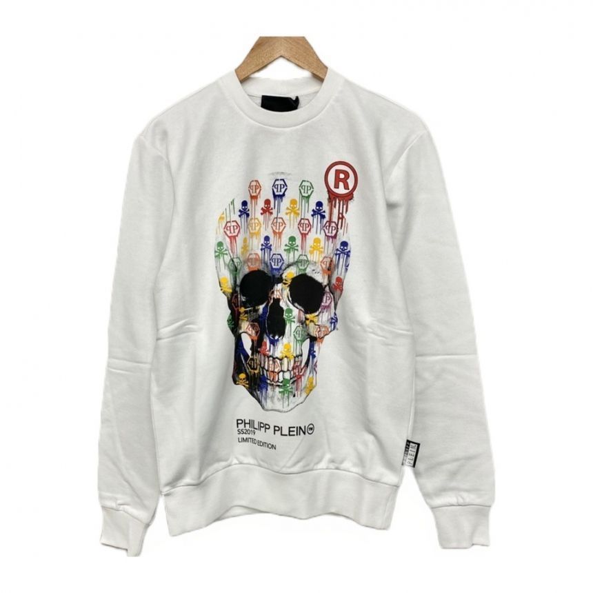필립플레인 MJO0566 PNY002N 01 컬러 스컬 맨투맨 화이트 Philipp Plein