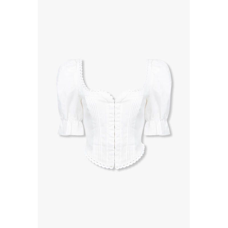 REFORMATION 하트넥 슬림 린넨 탑 Simmie Linen Top - 화이트