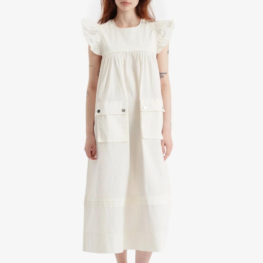 가니(Ganni) | 가니 GANNI Stretch Cotton Frill Sleeve Dress