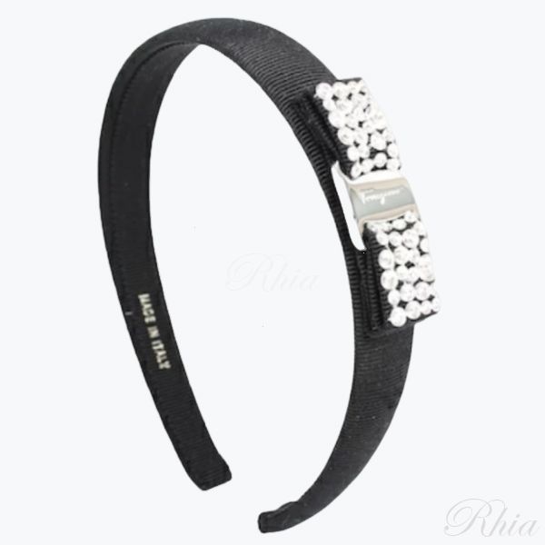 페라가모 여성 크리스탈 바라보우 헤어밴드 34 7581 NERO CRYSTAL 0713034