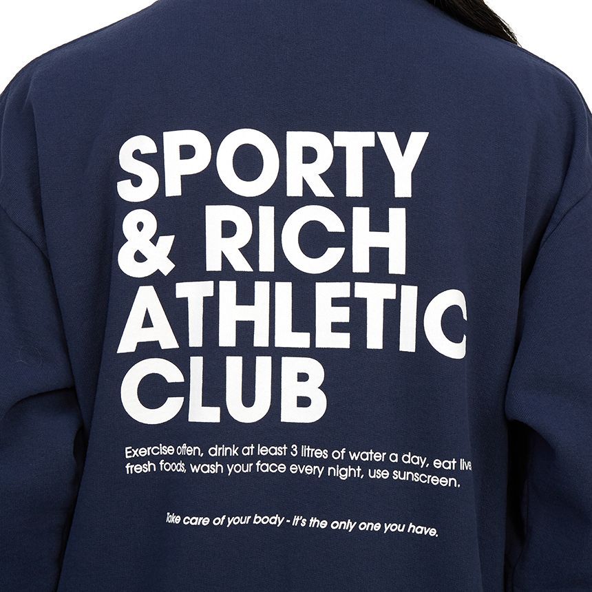 SPORTY & RICH Crewneck Sweatshirt CR833NA NAVY 62852670 | eBay