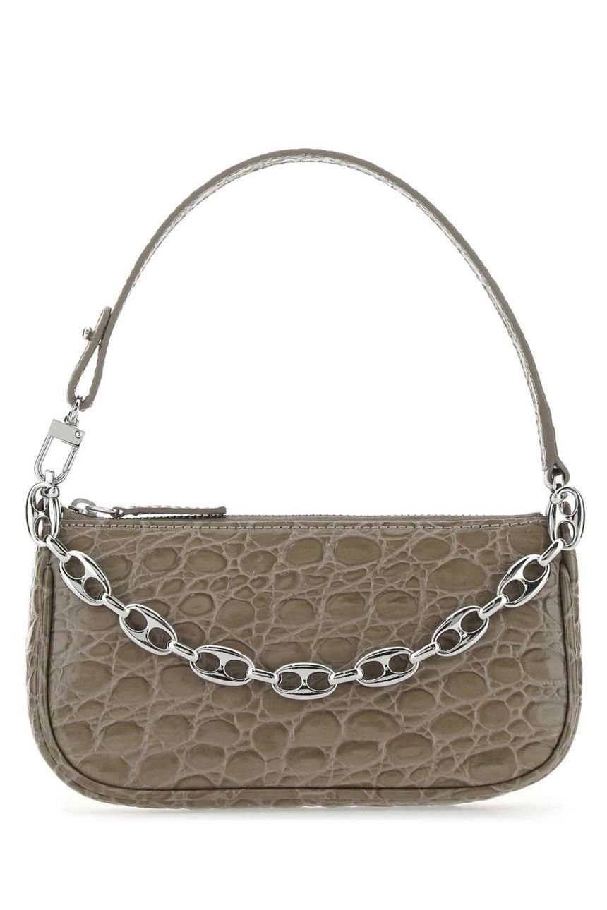 BY FAR Dove grey leather mini Rachel handbag 21PFMIRAMUDCCESMA MUD GREY  []